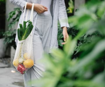 woman with fruit and vegetables